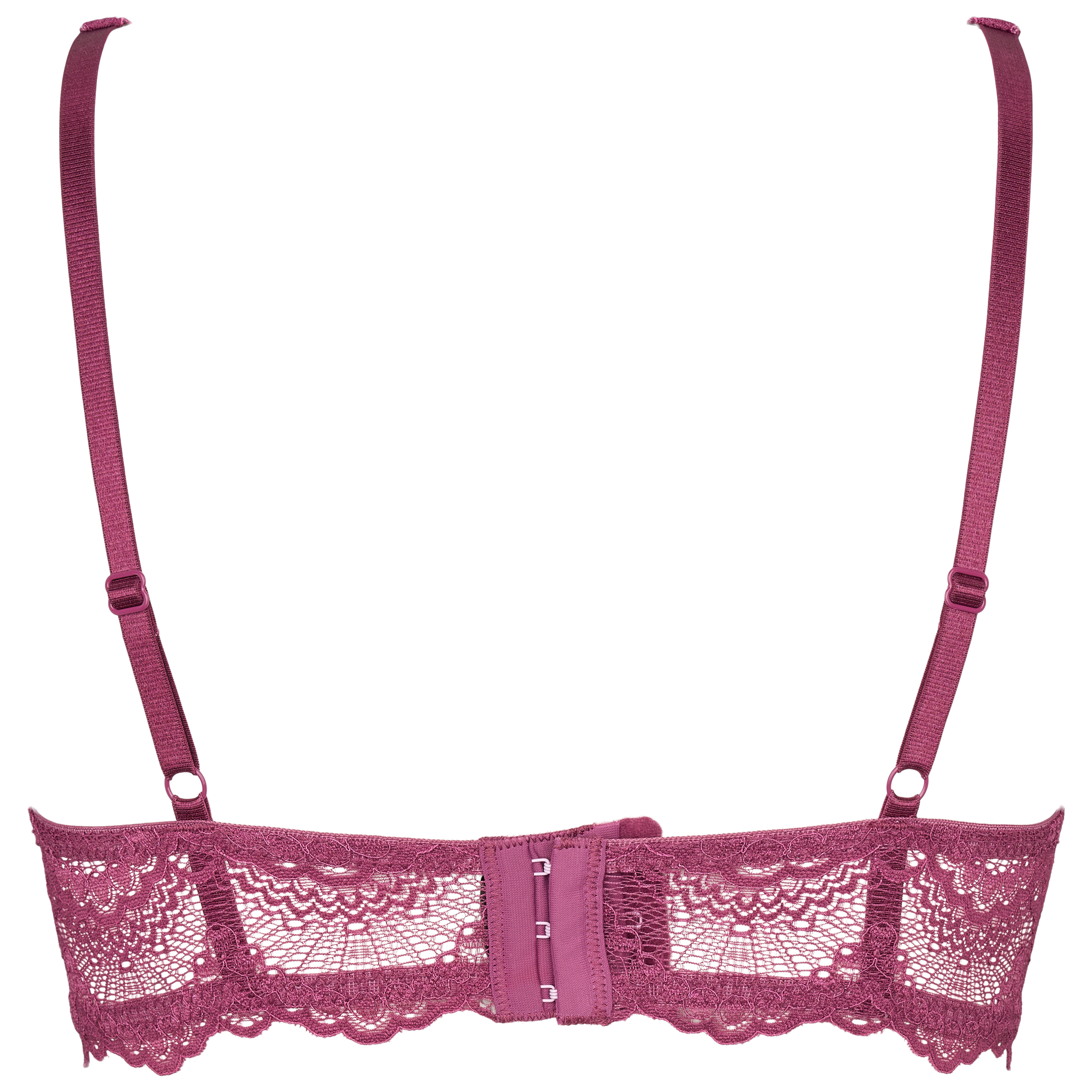 Tanya bra fill - Raspberry coulis: Elegant hindbær farvet blonde bh med bøjle og formstøbt skål.
