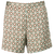 Shorts med brunt geometrisk mønster og turkise detaljer