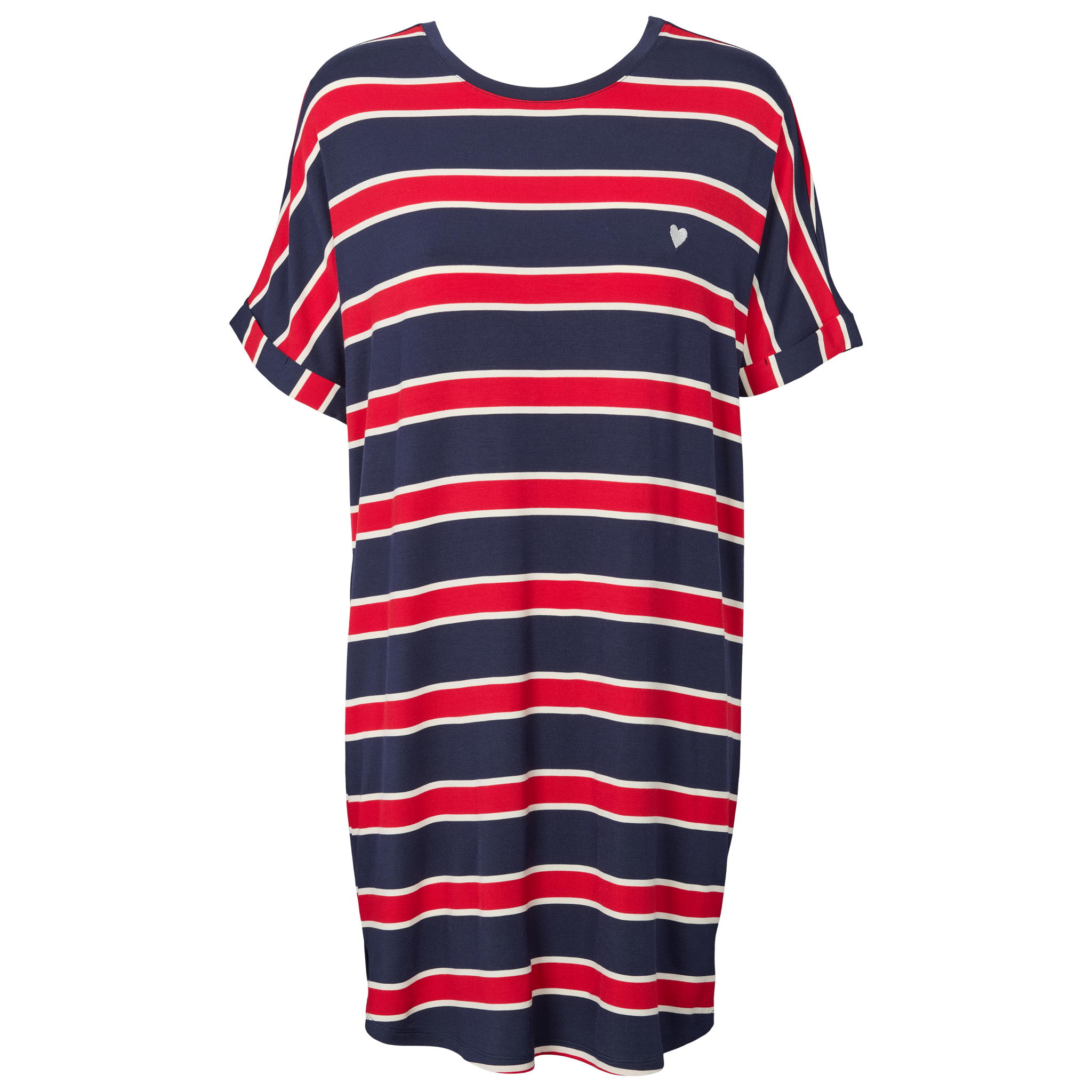 Midnight blue oversized shirt med røde og hvide striber