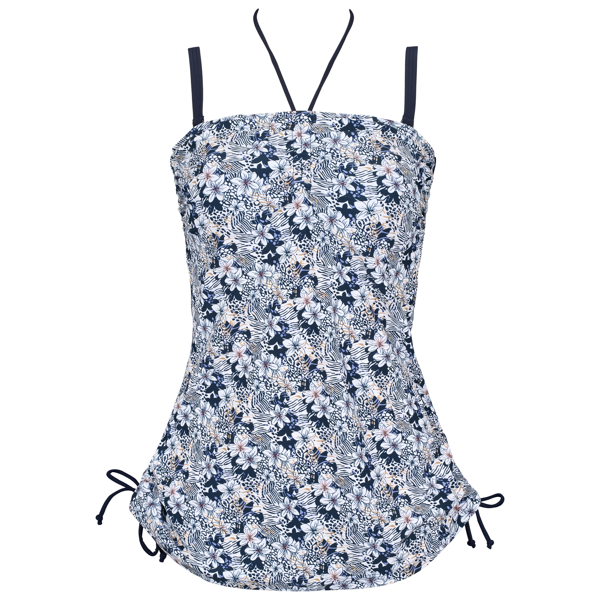 Milano blå tankini med blomster forside