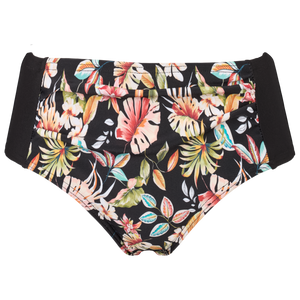 Sort bikini bund med tropisk blomsterprint 