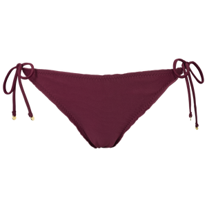 Bikini trusse i farven dark purple med bindebånd i siderne