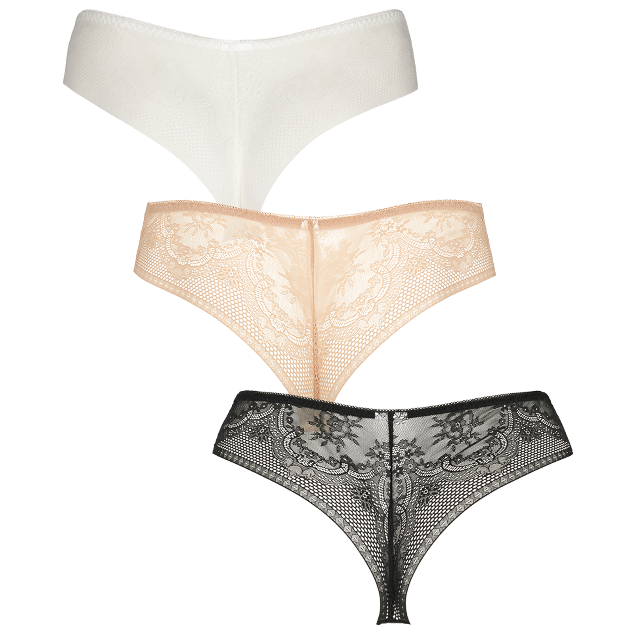 Seamless string w lace 3-pack - Multi colour