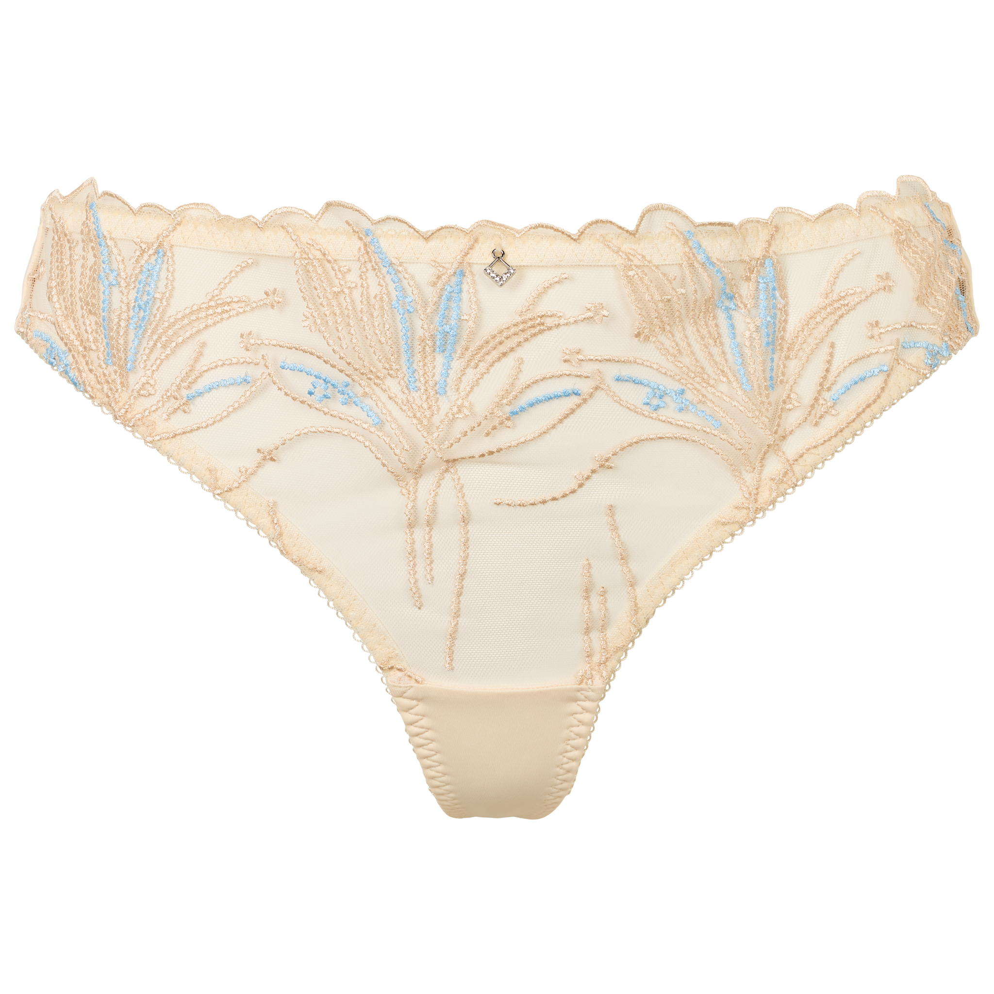 Emily string i butter yellow med broderet blonde