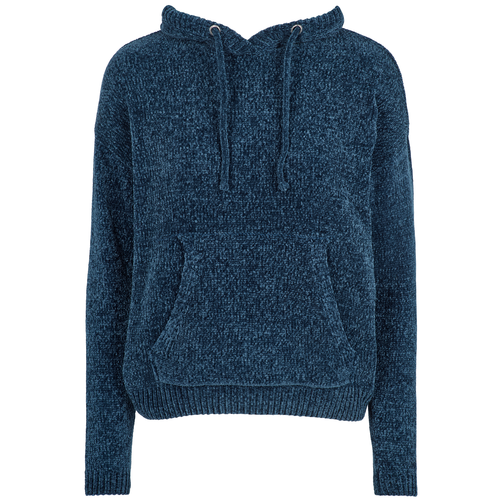 Mørkeblå hoodie med lomme foran