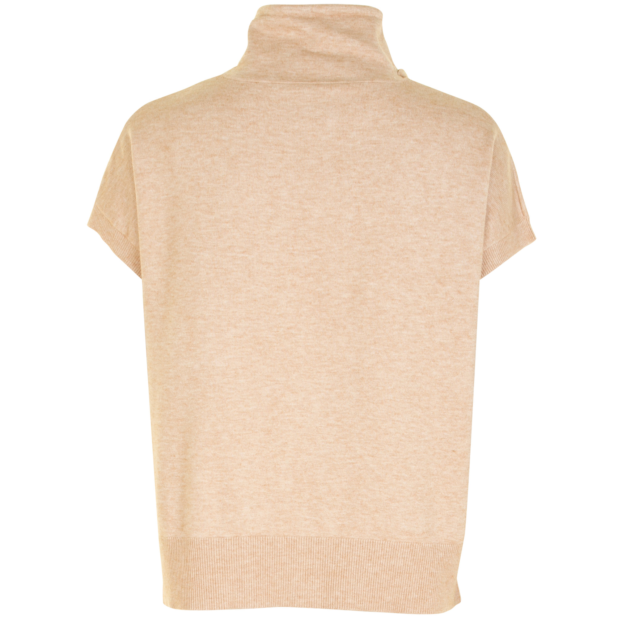 Beige hygge top i strik med korte ærmer