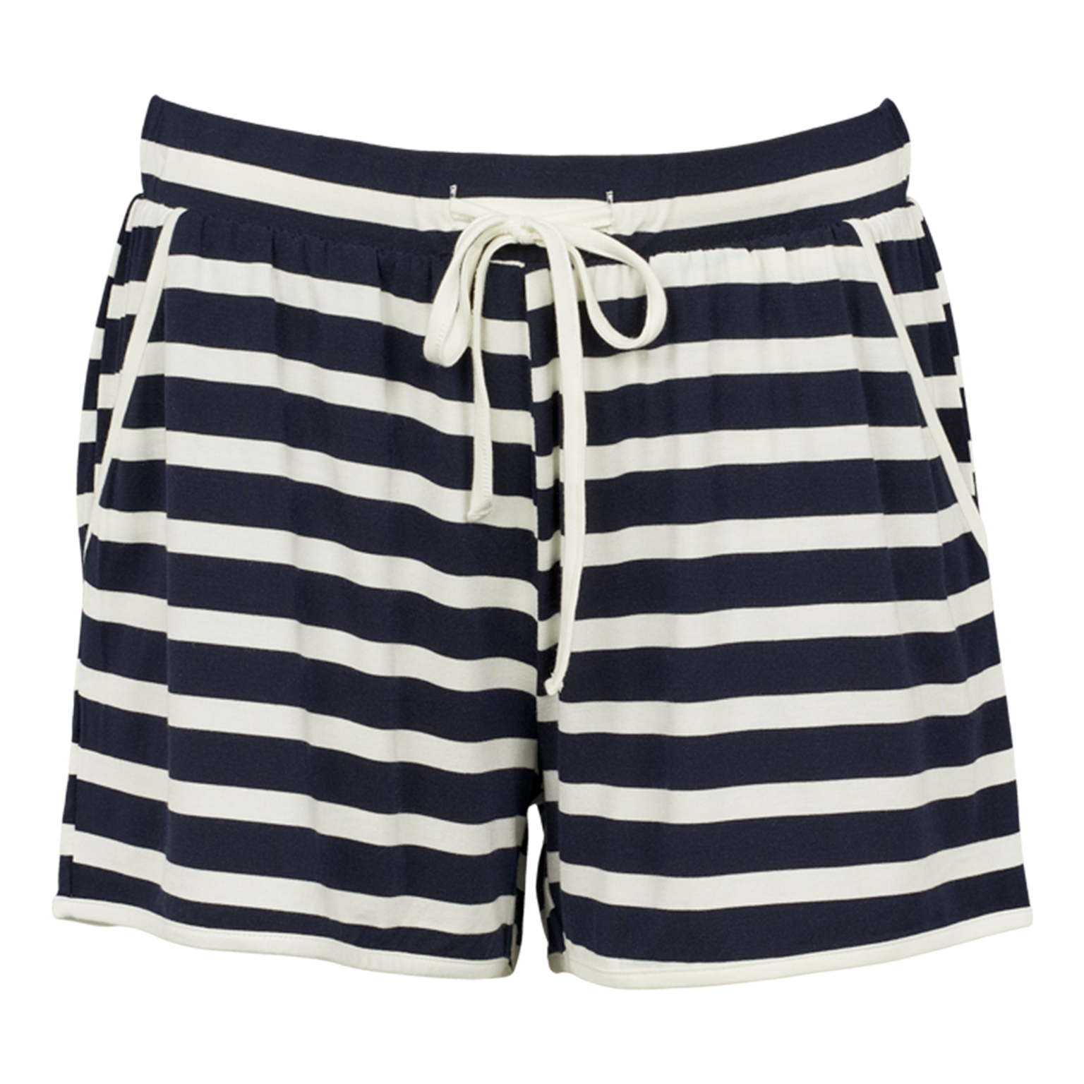 Blå og hvid stribet shorts